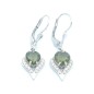 Stříbrné náušnice s českým vltavínem a kubickými zirkony - srdce visací