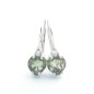 Stříbrné náušnice s broušeným vltavínem a kubickými  zirkony - srdce 5 mm