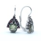 Stříbrné náušnice s broušeným vltavínem a tradičními českými granáty - slza  6x8mm
