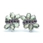 Stříbrné náušnice s broušeným vltavínem a českými granáty - květ