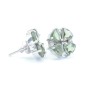 Stříbrné náušnice s broušeným vltavínem a kubickými zirkony - květ