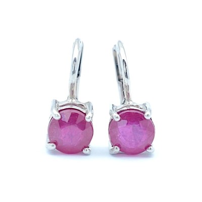 Stříbrné rubínové náušnice na patent/ Jemné a jednoduché  náušnice 925.