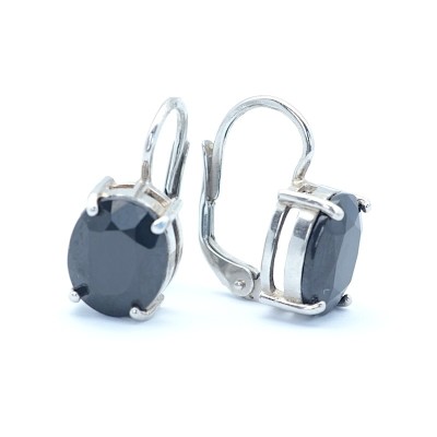 Stříbrné náušnice s přírodním černým safírem / Tajemné safírové náušnice ve stříbře 925.