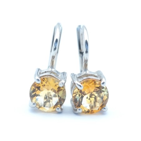 Stříbrné náušnice s přírodním broušeným citrinem  6x6 mm / Stříbro 925.