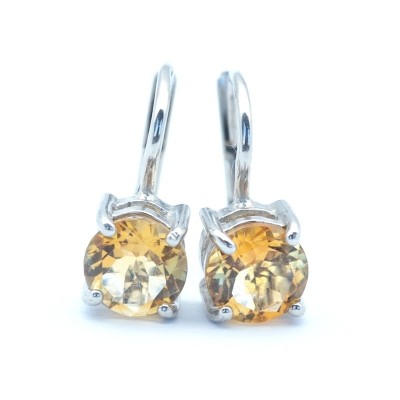 Stříbrné náušnice s přírodním broušeným citrinem  6x6 mm / Stříbro 925.