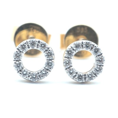 Náušnice pecky z 14Kt žlutého zlata s diamantem / Čtyřkrapnové osazení.