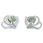 Stříbrné náušnice s broušeným vltavínem a kubickými zirkony - srdce