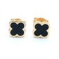 Zlaté náušnice s černým onyxem čtyřlístek