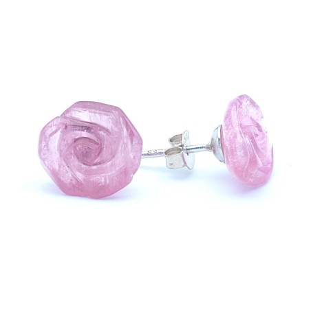 Stříbrné náušnice s turmalínem - květ na puzetu, barevné