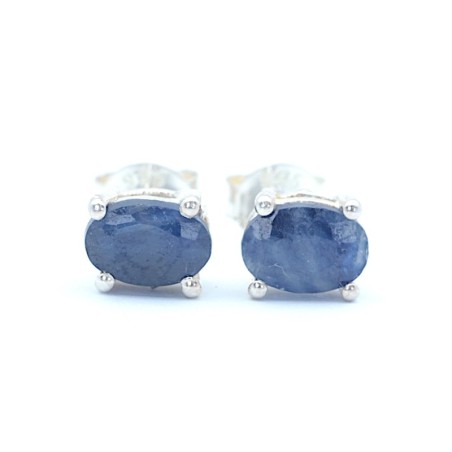 Safírové oválné náušnice na puzetku/Stříbro 925.