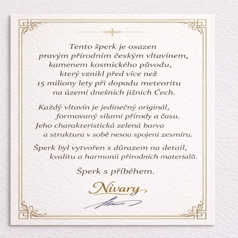 Certifikát pravosti vltavínu